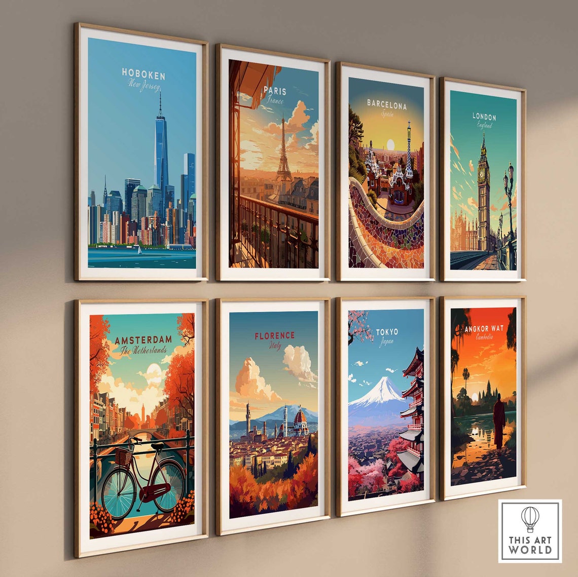 Hoboken New Jersey Manhattan Skyline Hudson River Travel Poster - Image 3