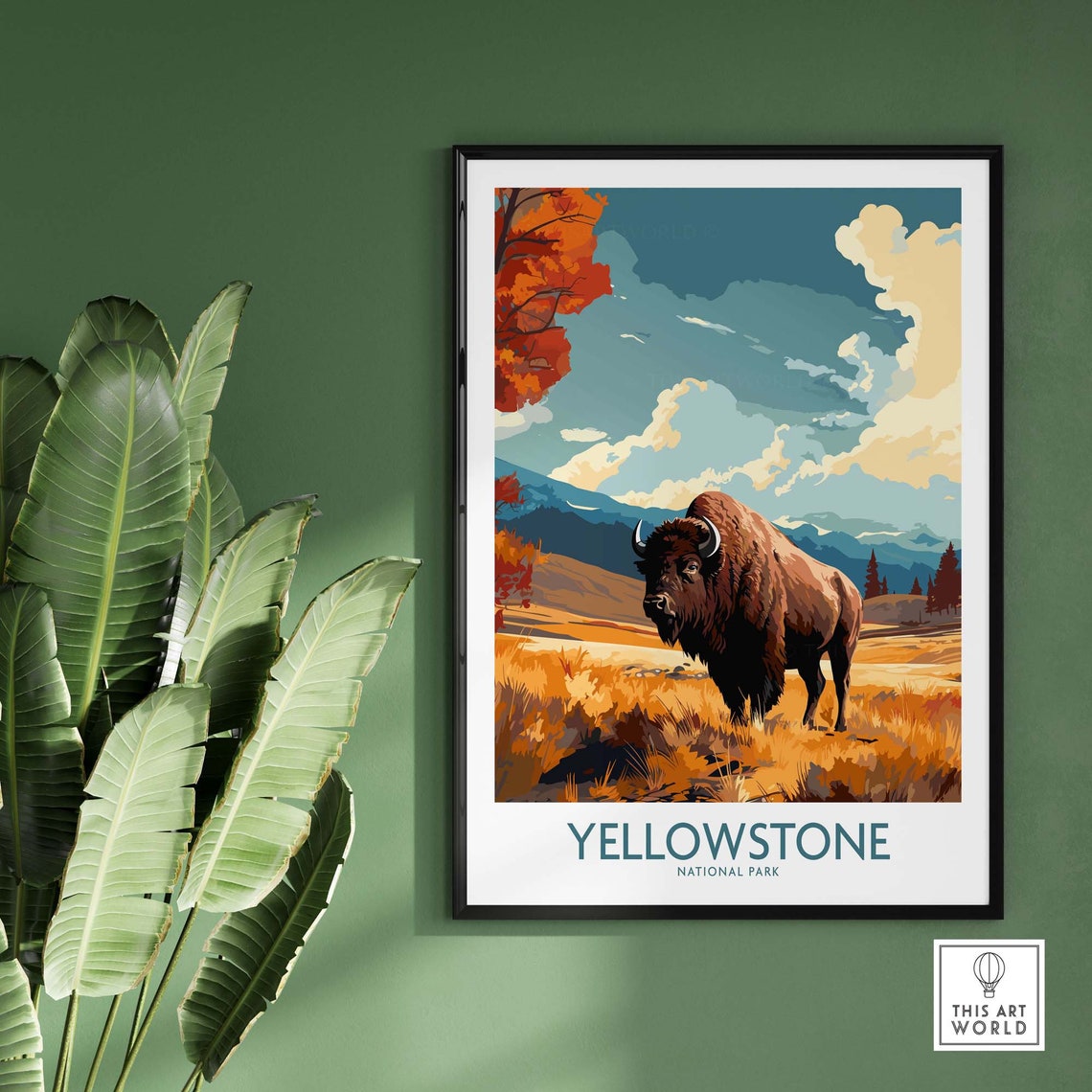 Yellowstone National Park Bison Autumn Prairie Travel Poster - Image 2