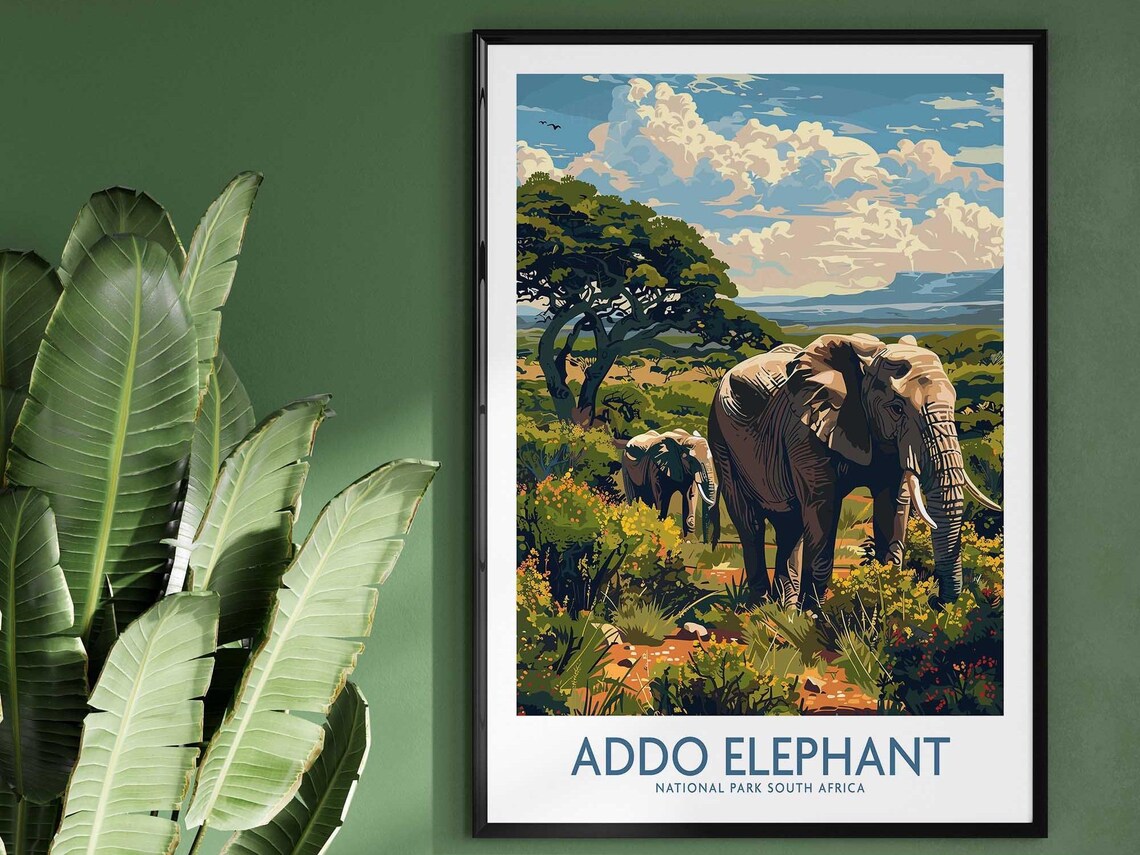 Addo Elephant National Park South Africa Safari Travel Poster