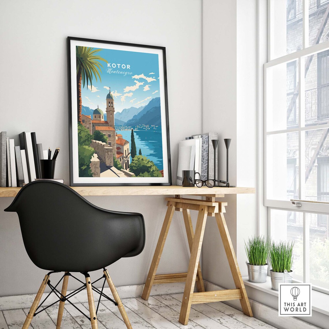 Adriatic Kotor Montenegro Bay Old Town Church Towers View Poster - Image 4