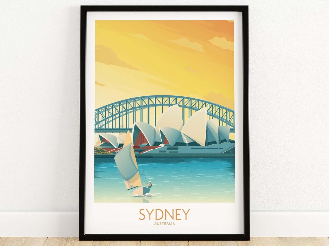 Sydney Australia Opera House Harbour Bridge Sunset Sails Poster