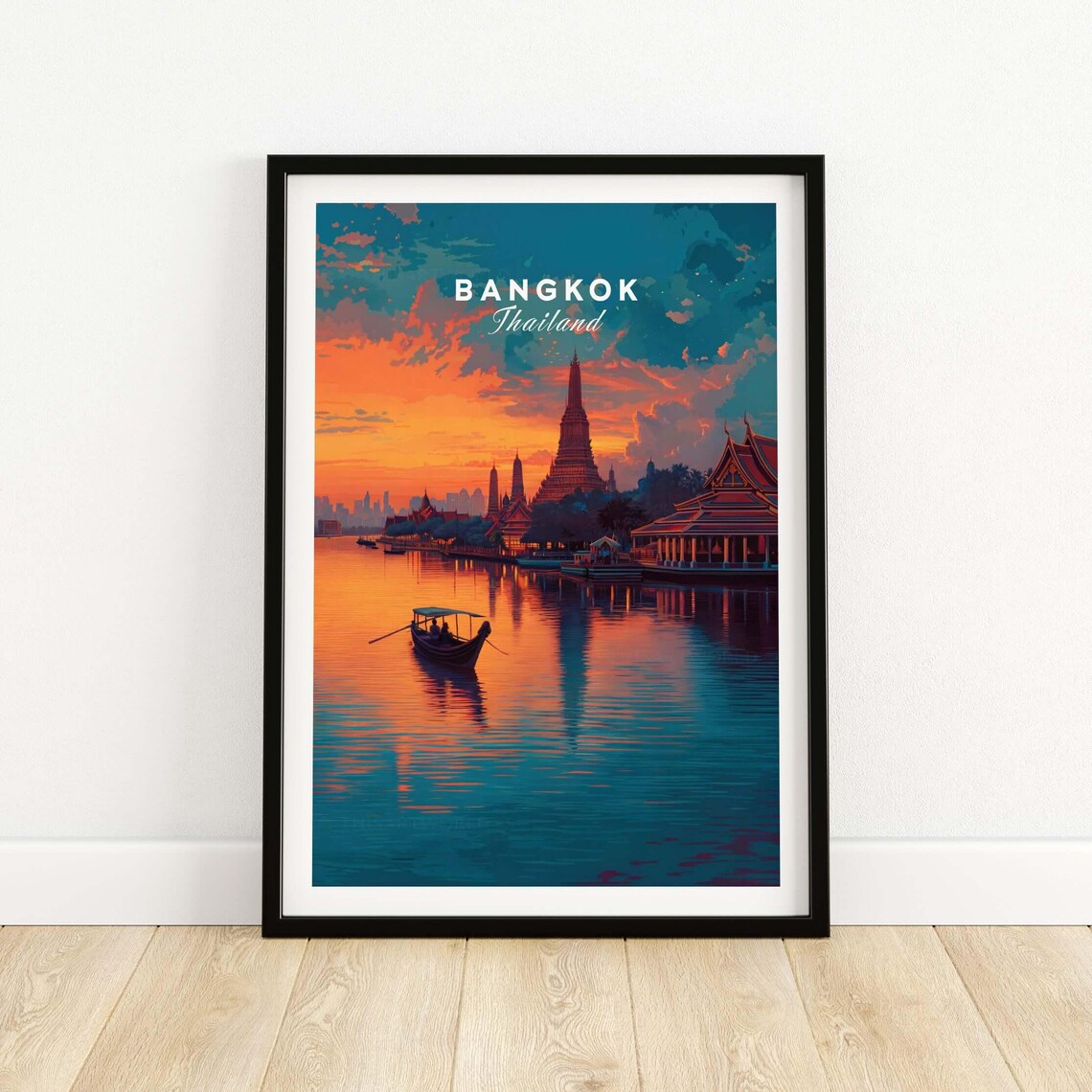 Bangkok Wat Arun Sunset Reflection Art Print