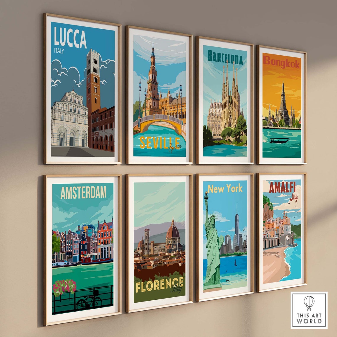 Lucca Italy Romanesque Cathedral and Bell Tower Travel Poster - Image 3