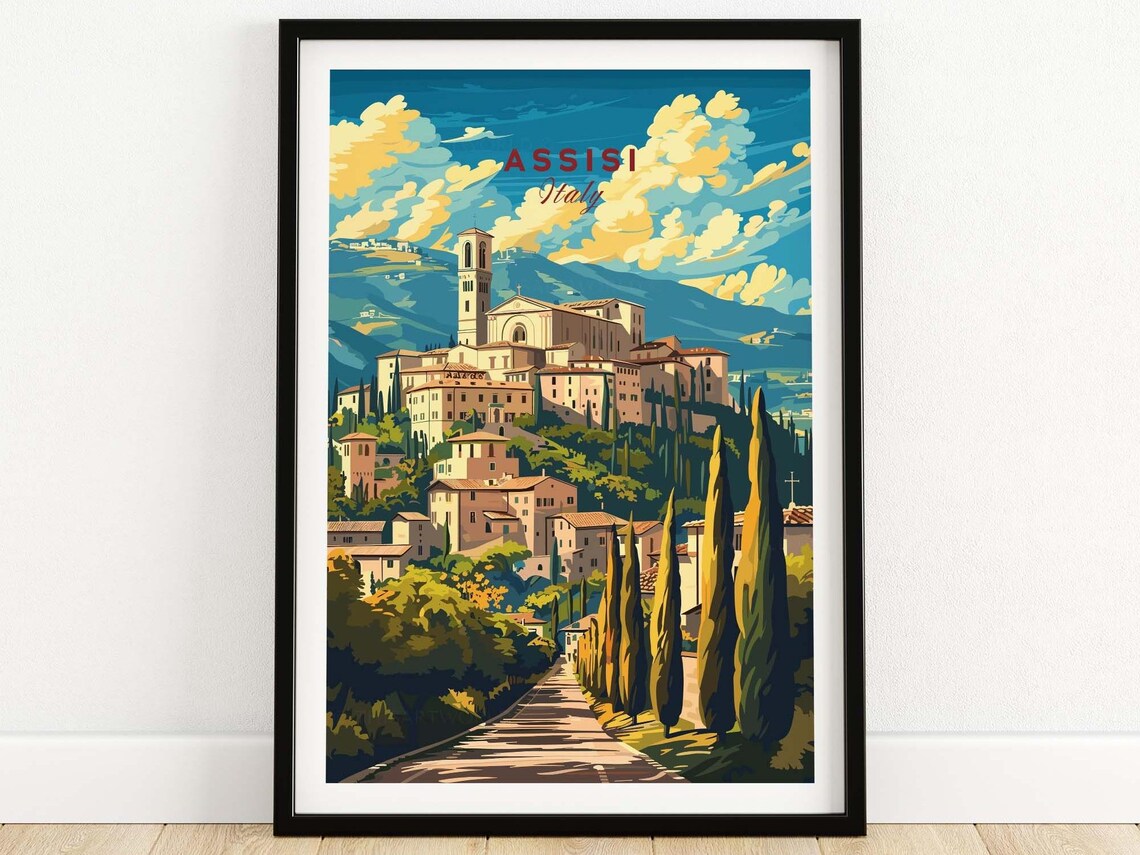 Assisi Italy Travel Poster, Home Decor Art Print