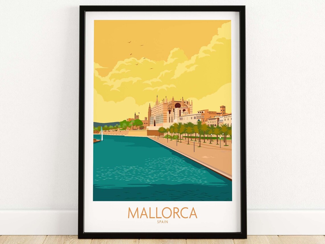 Mallorca Travel Poster, Palma de Mallorca Wall Art