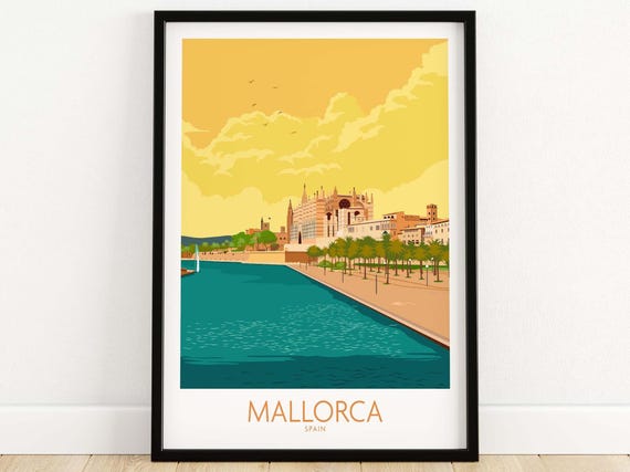 Mallorca Travel Poster, Palma de Mallorca Wall Art