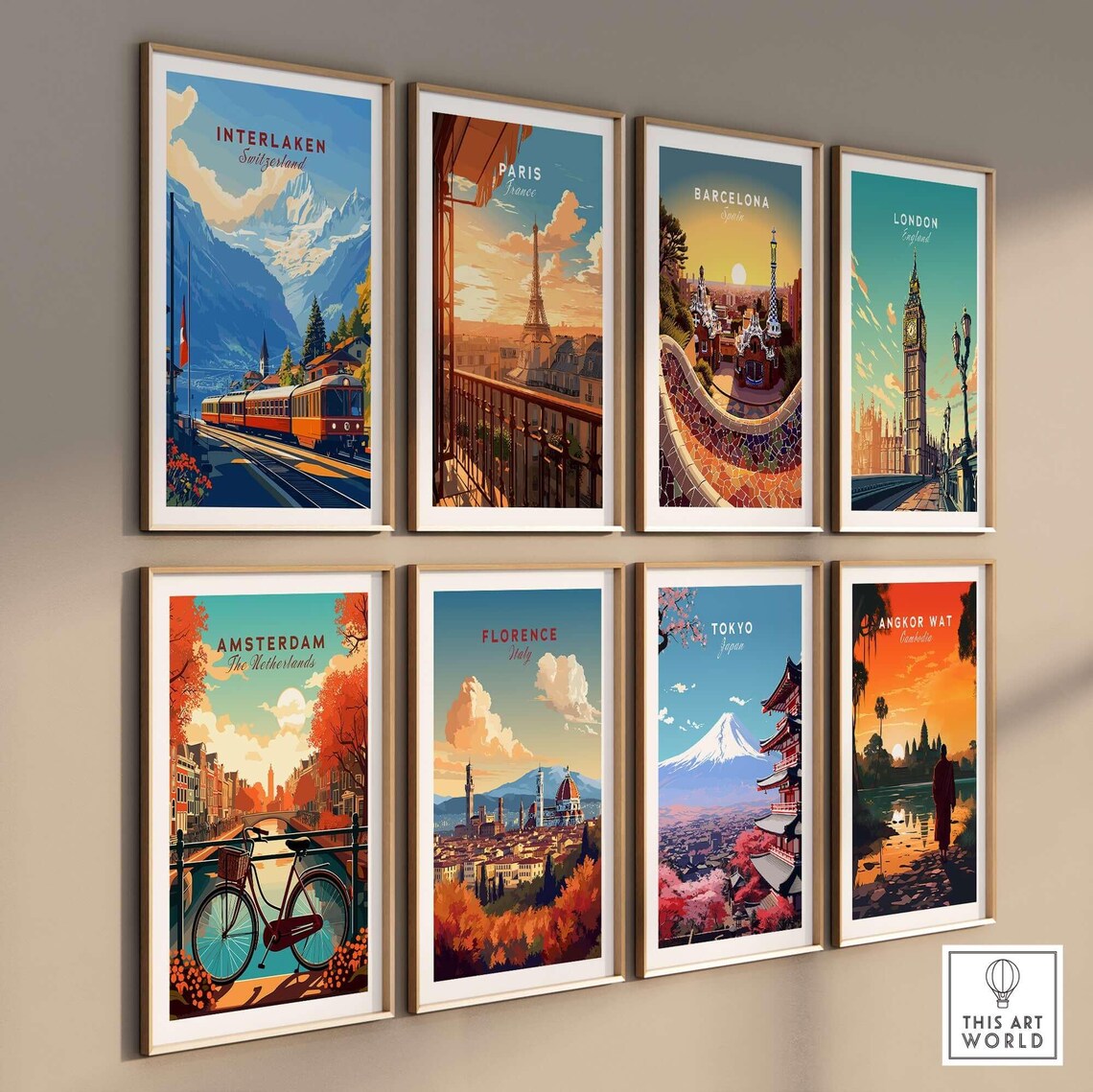 Interlaken Switzerland Alpine Peaks Red Mountain Train Poster - Image 3
