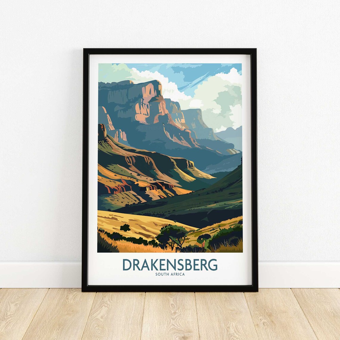 Drakensberg South Africa Mountain Valley Vista Vintage Travel Poster - Image 4