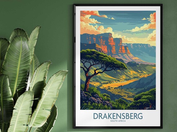 Drakensberg Print South Africa Travel Poster Home Decor Gift Wall Art Print Birthday Present Wall Art Print