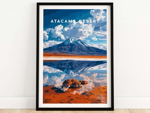 Atacama Desert Travel Poster, Chile Landscape