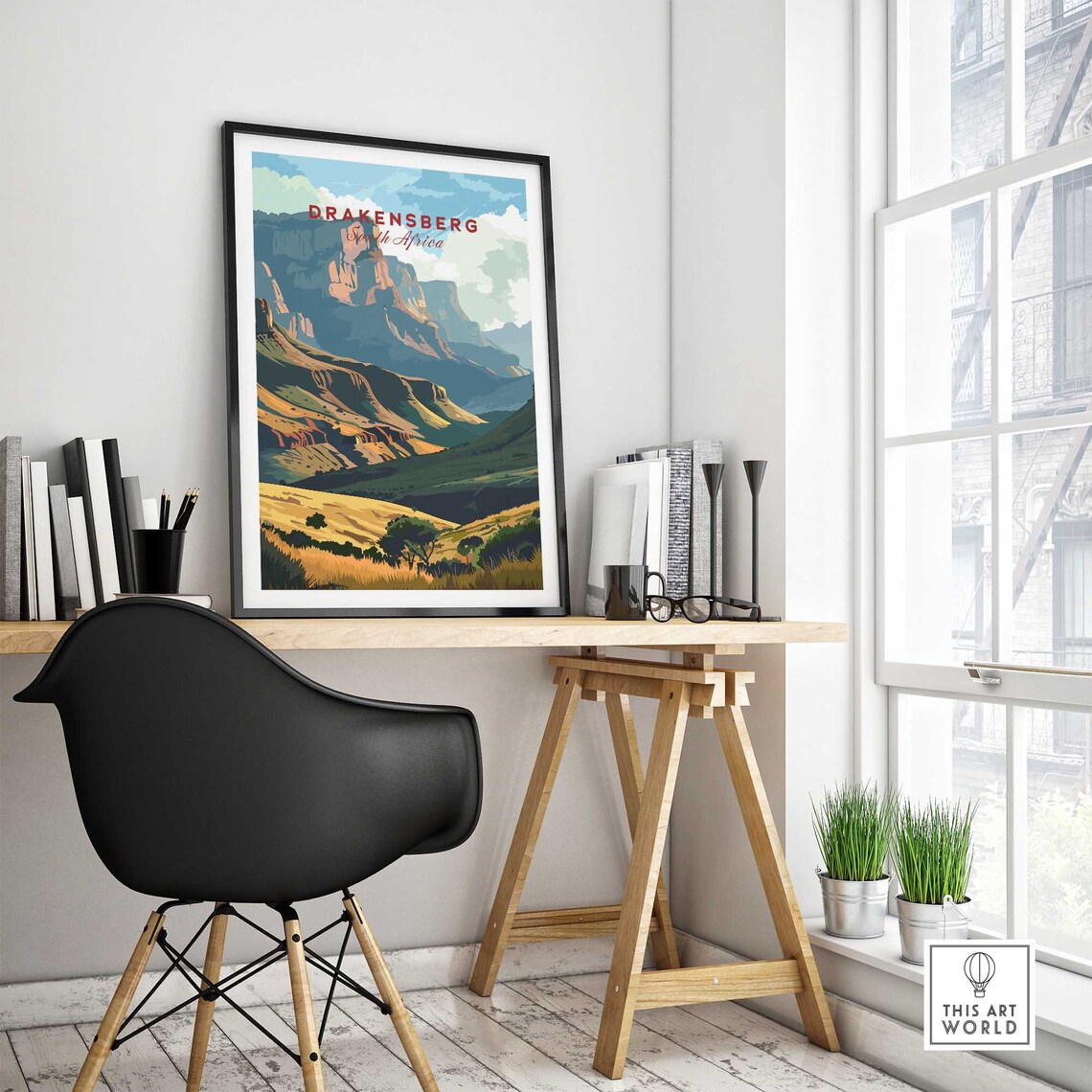 Drakensberg South Africa Layered Cliffs Retro Vintage Travel Poster - Image 4