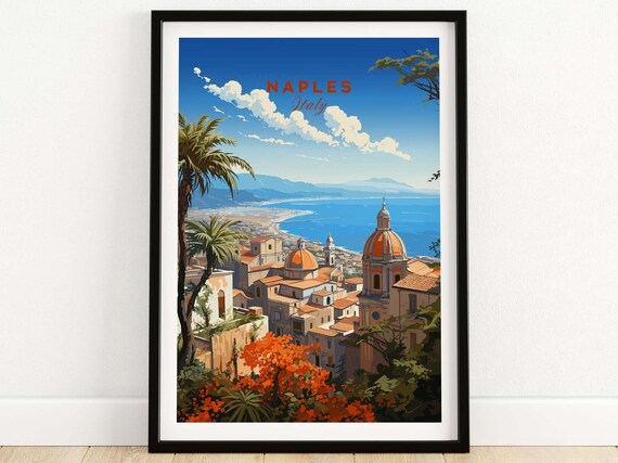 Naples Italy Travel Poster, Home Decor Wall Art