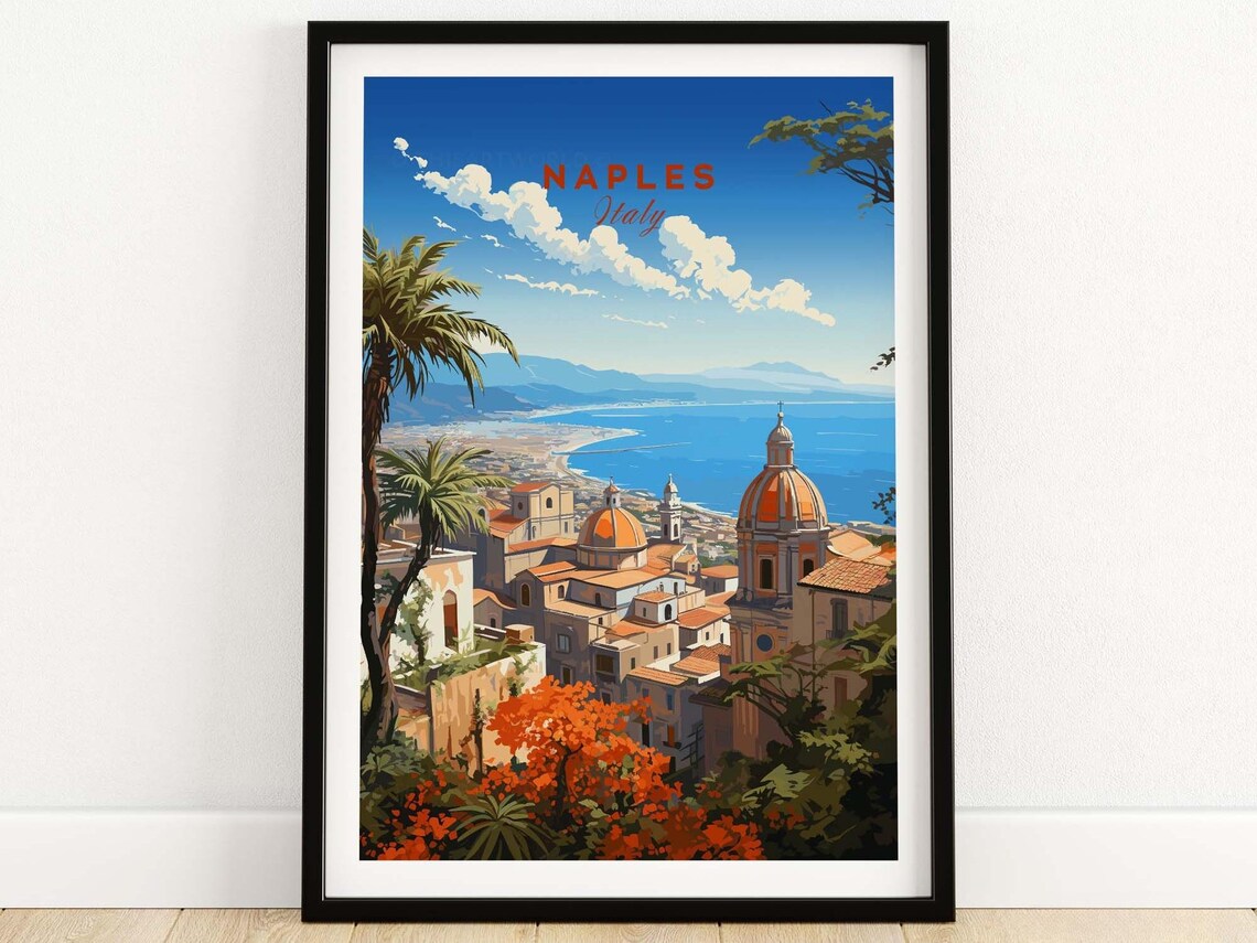 Naples Italy Travel Poster, Home Decor Wall Art