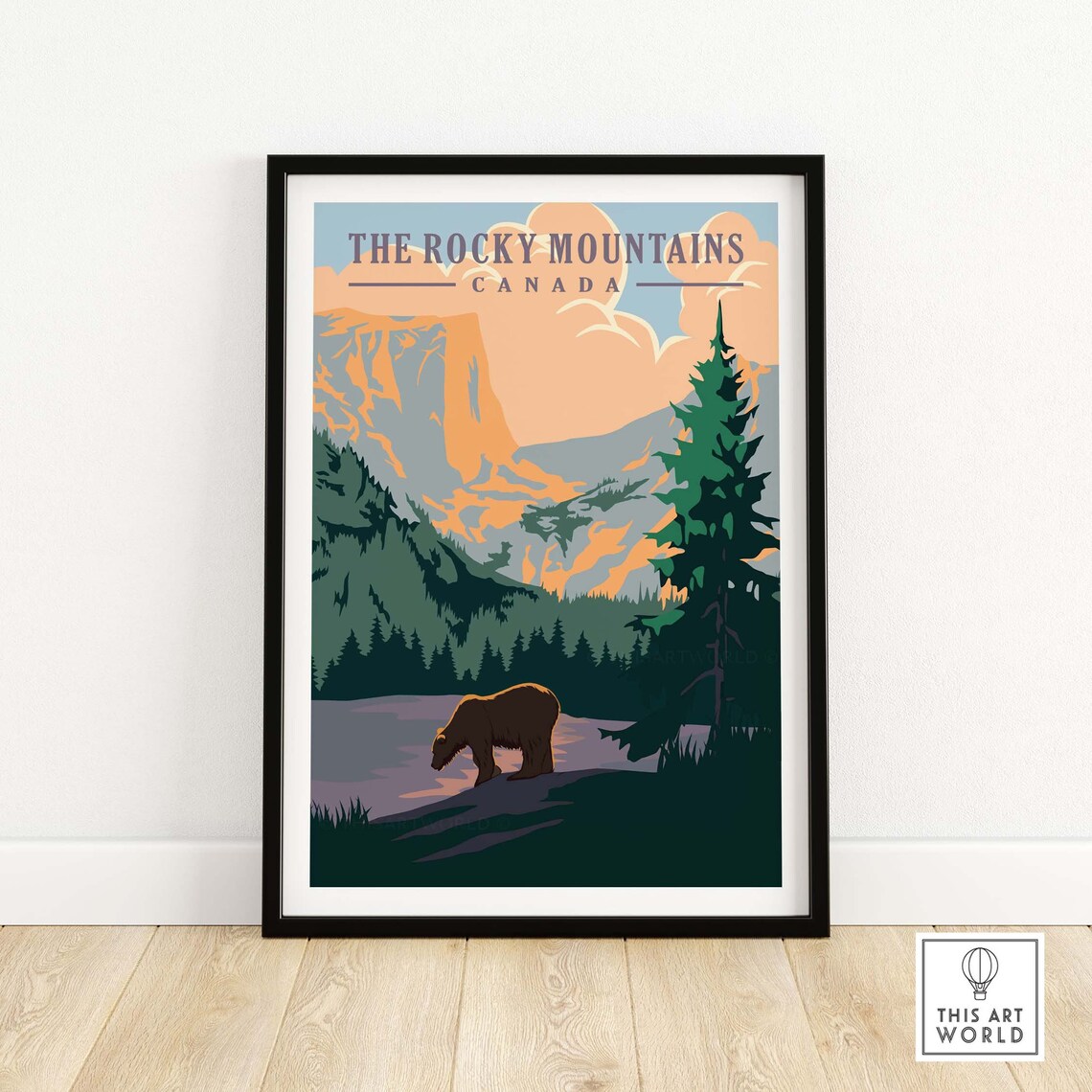 Rocky Mountains Canada Travel Poster, Alberta Rockies