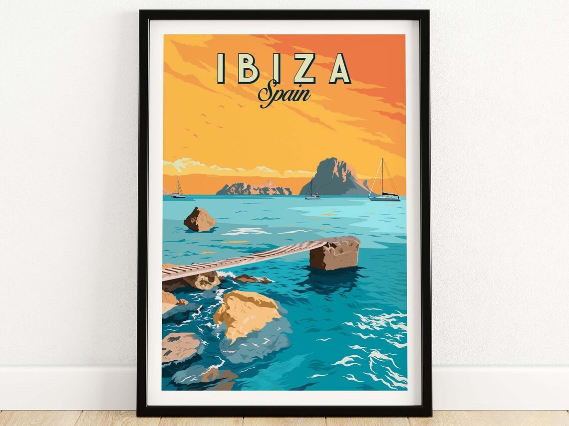 Ibiza Travel Poster, Spanish Island Decor