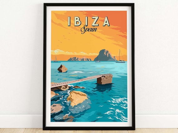 Ibiza Travel Poster, Spanish Island Decor