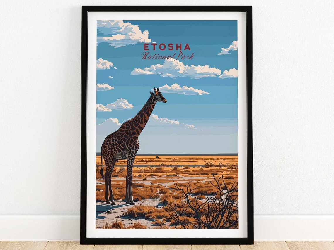 Etosha Poster Namibia Art Print Travel Print Home Dcor Poster Gift Illustration Artwork