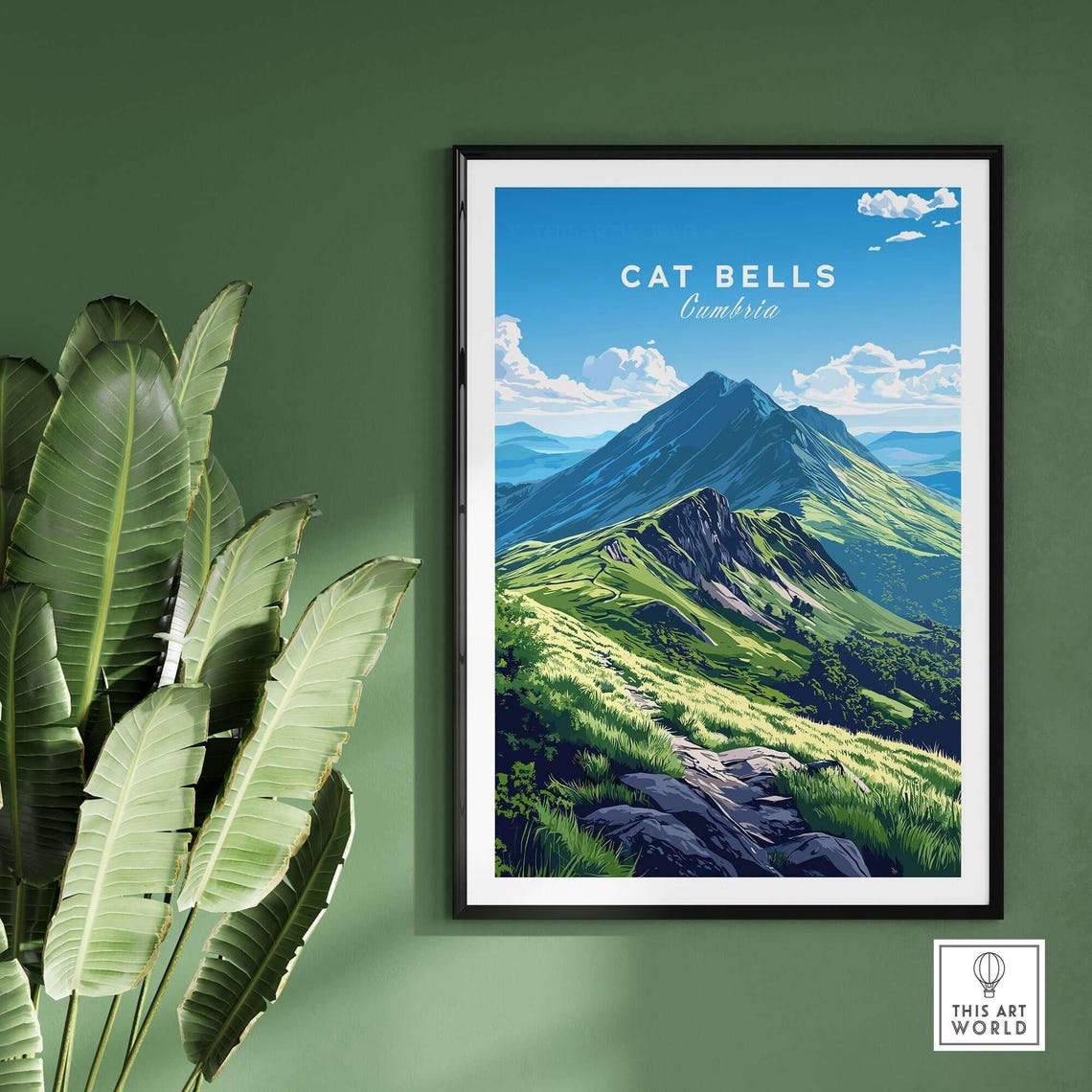 Cat Bells Cumbria Lake District Ridge Green Summit Trail Poster - Image 2