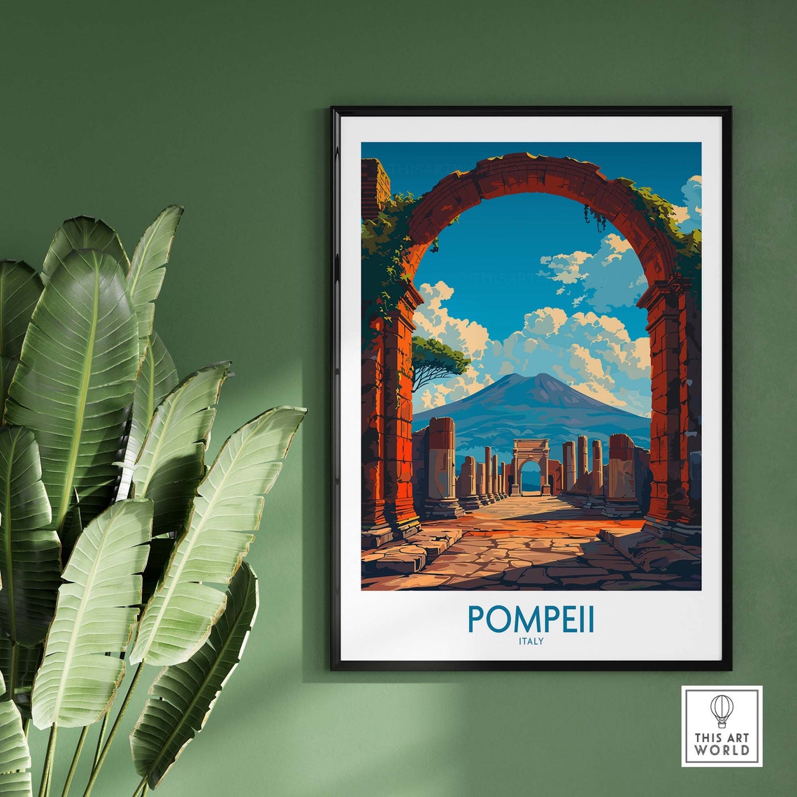 Pompeii Ancient Roman Ruins Under Vesuvius Archway View Poster - Image 2