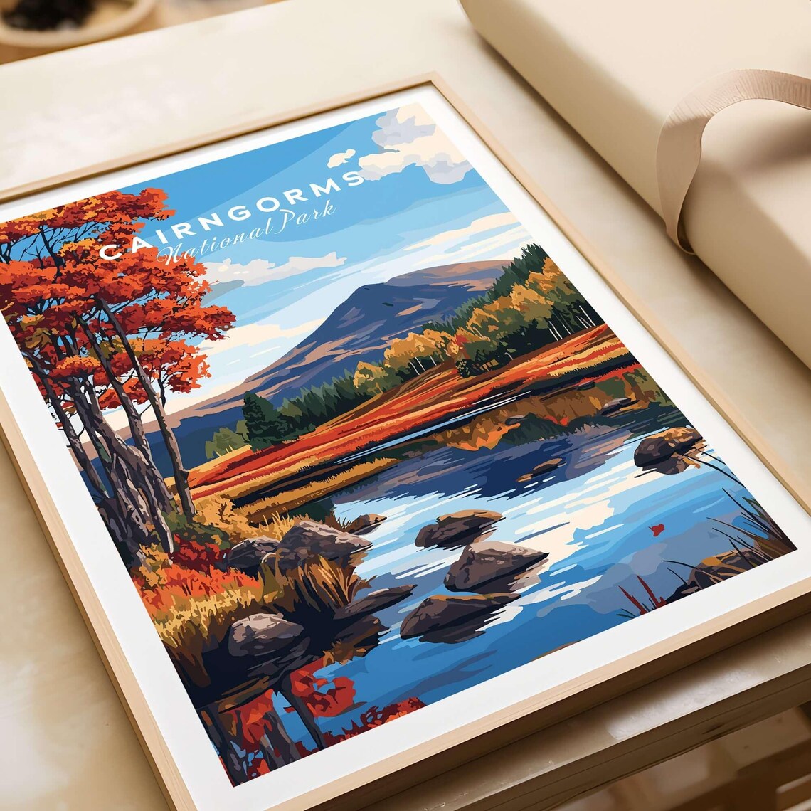 Cairngorms National Park Autumn Lake Reflection Vintage Travel Poster - Image 3