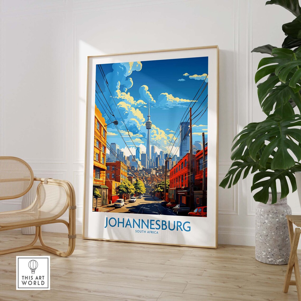 Johannesburg South Africa City Street Tower Skyline Art Poster - Image 3
