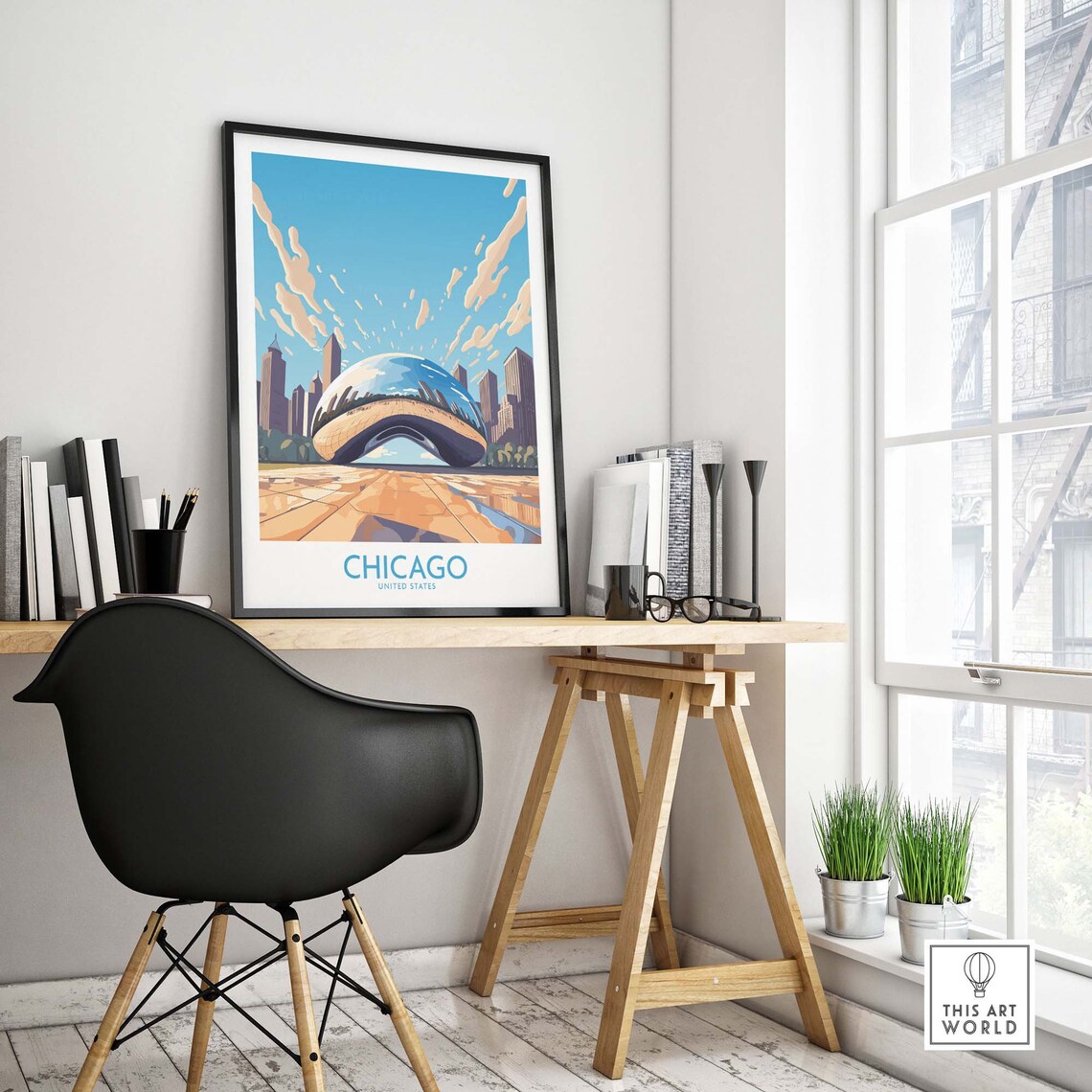 Chicago Travel Poster, Home Decor Wall Art - Image 4