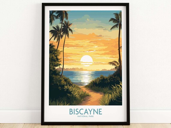 Biscayne National Park Golden Sunset Palm Beach Travel Poster
