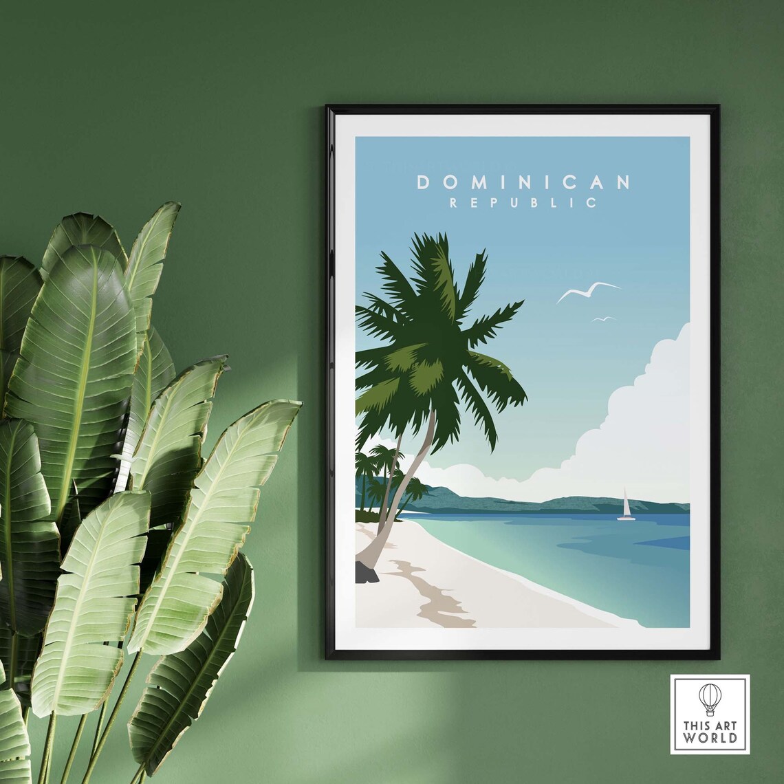 Dominican Republic Travel Poster, Caribbean Island - Image 2