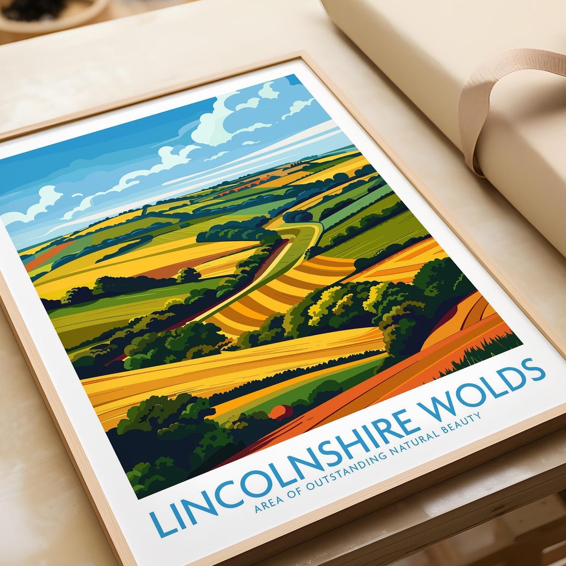 Lincolnshire Wolds England Golden Fields Green Valleys Travel Poster
