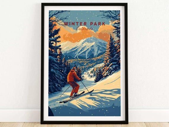 Winter Sports Gift for Skier, Mountain Cabin Decor