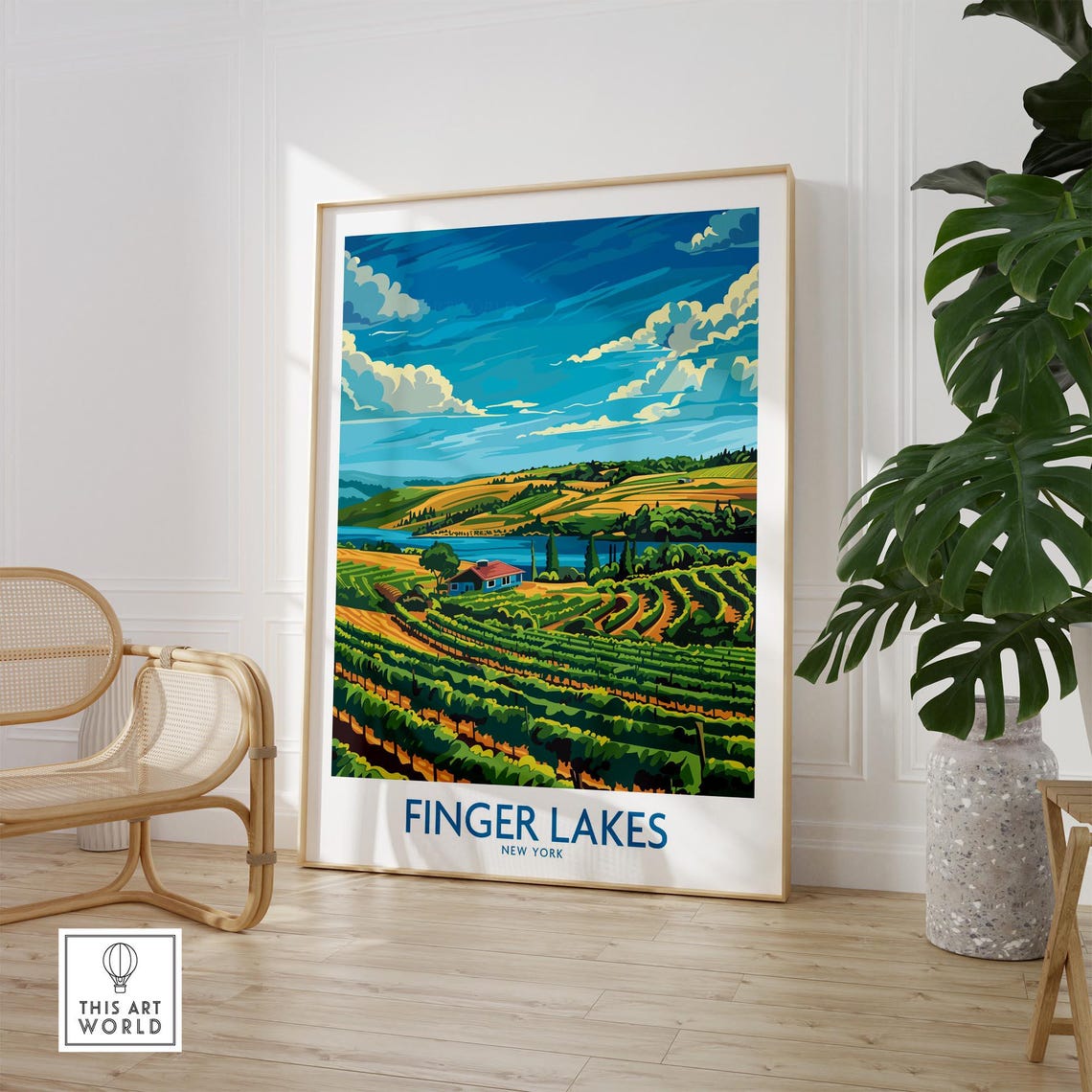 Finger Lakes New York Vineyard Hills Lake Sunset View Poster - Image 2