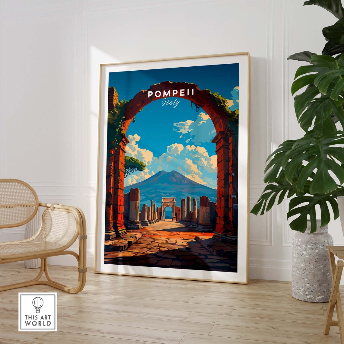 Pompeii Italy Travel Poster, Naples Art Print - Image 3