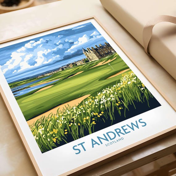 St Andrews Links Vintage Golf Travel Poster