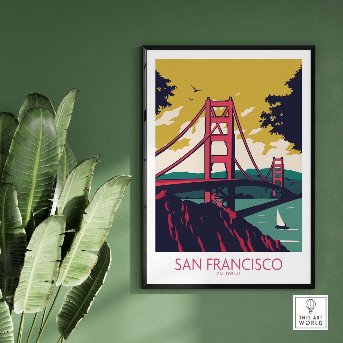San Francisco California Golden Gate Bridge Vintage Travel Poster - Image 3