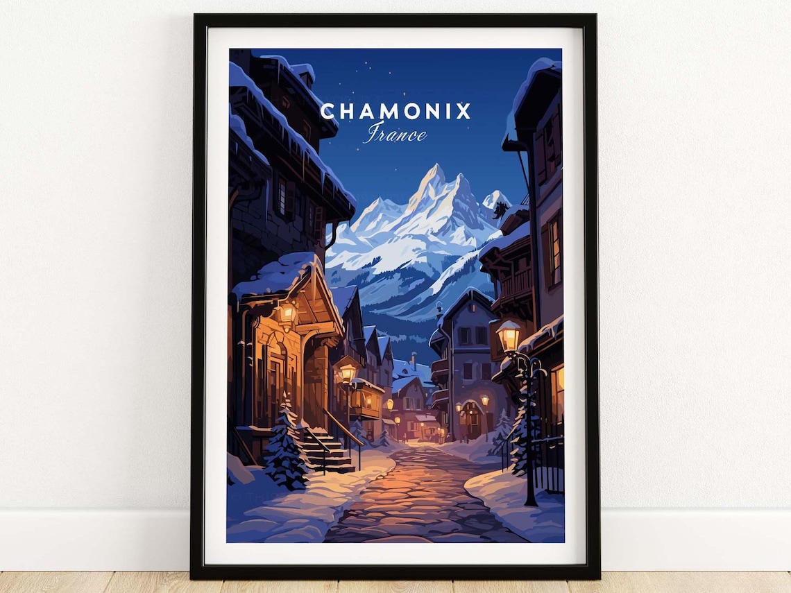 Chamonix Travel Poster, Personalized Wall Art