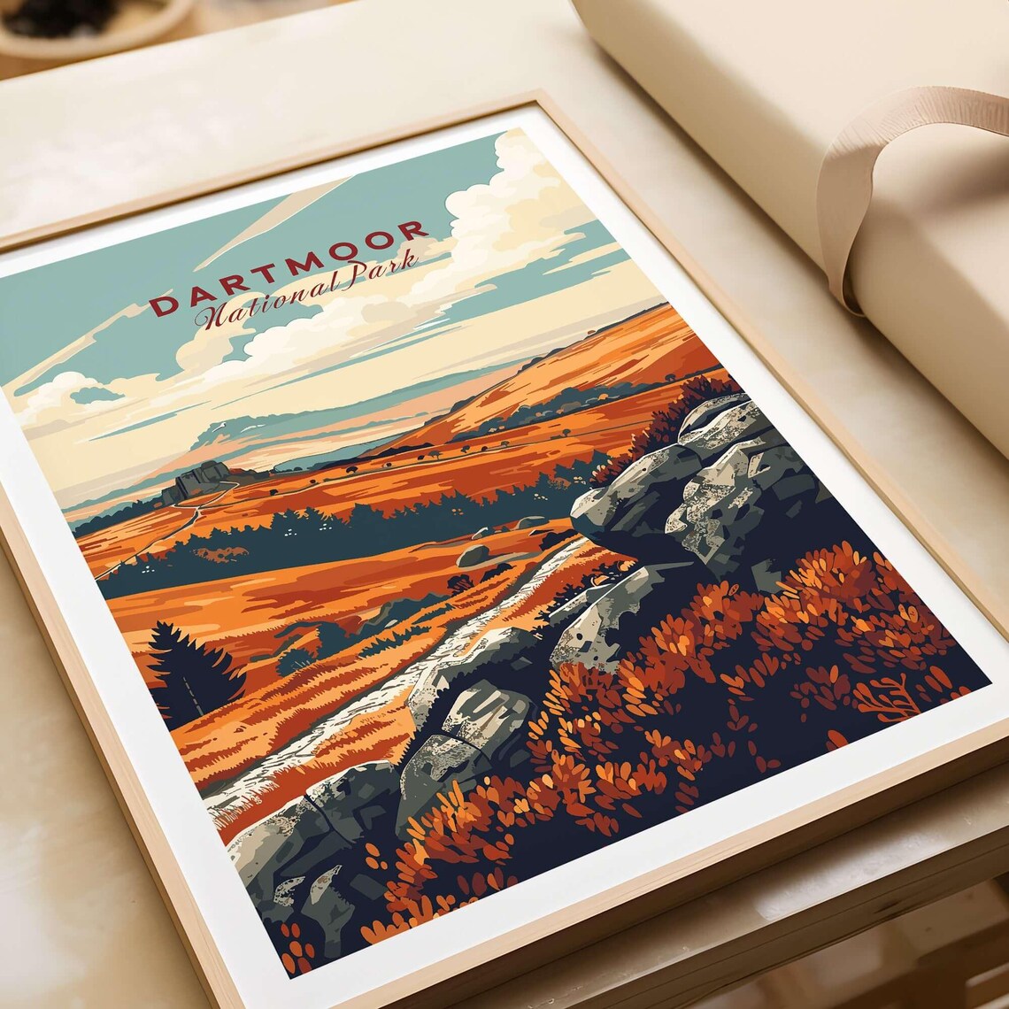 Dartmoor National Park Golden Moorland Hills Vintage Travel Poster - Image 3