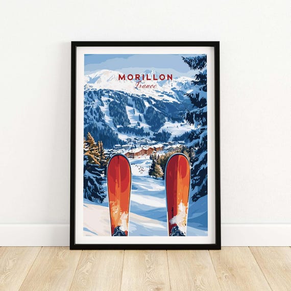 Ski Wall Art Morillon Lodge Print Home Decor Room Family Gift France Lovers Poster Winter Sports