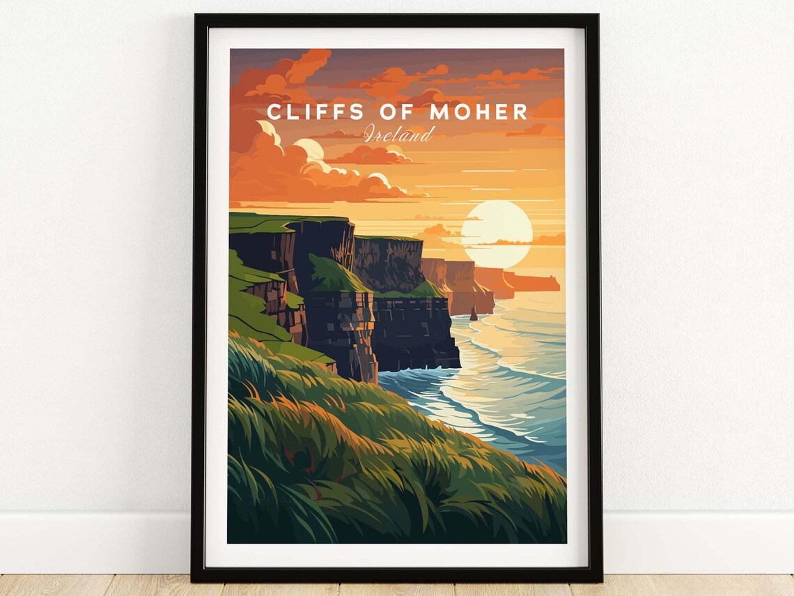 Cliffs Of Moher Ireland Travel Poster, Art Print