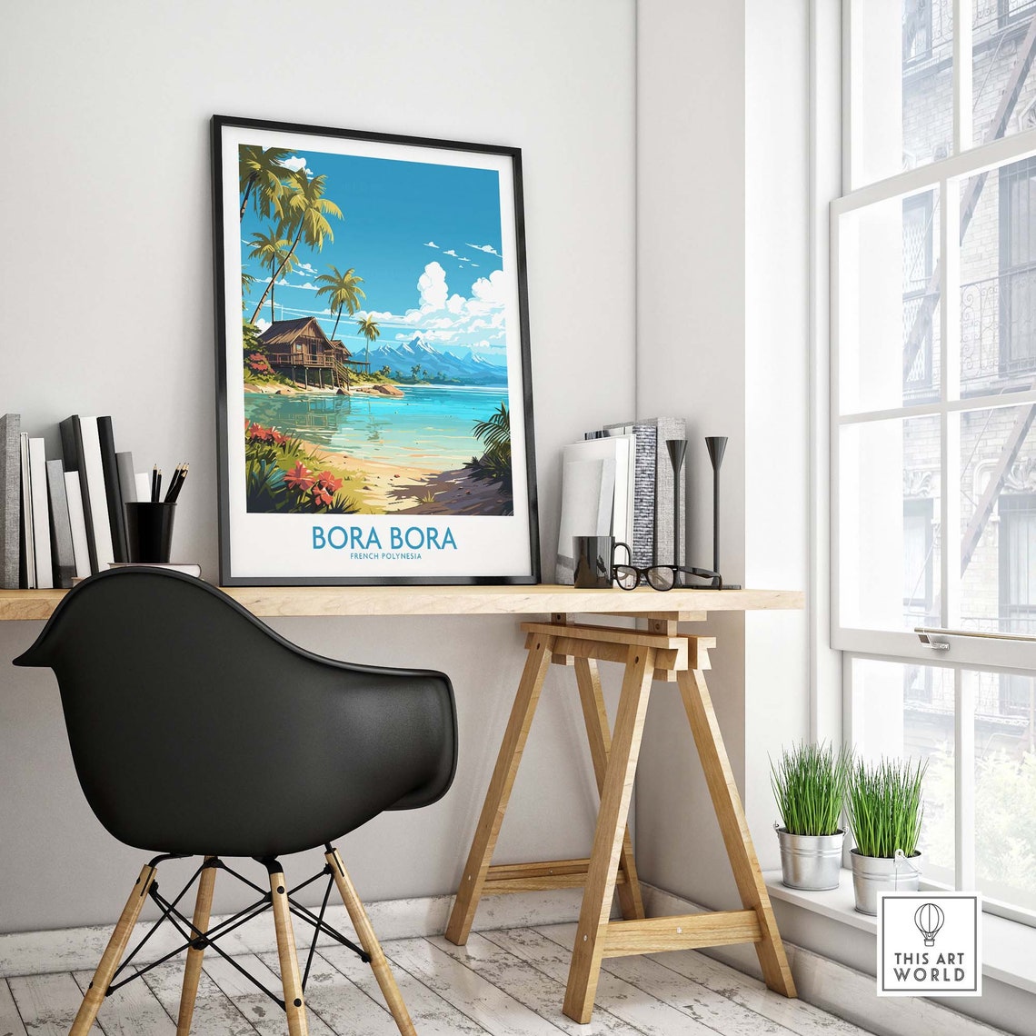 Bora Bora French Polynesia Overwater Bungalow Turquoise Lagoon Poster - Image 4