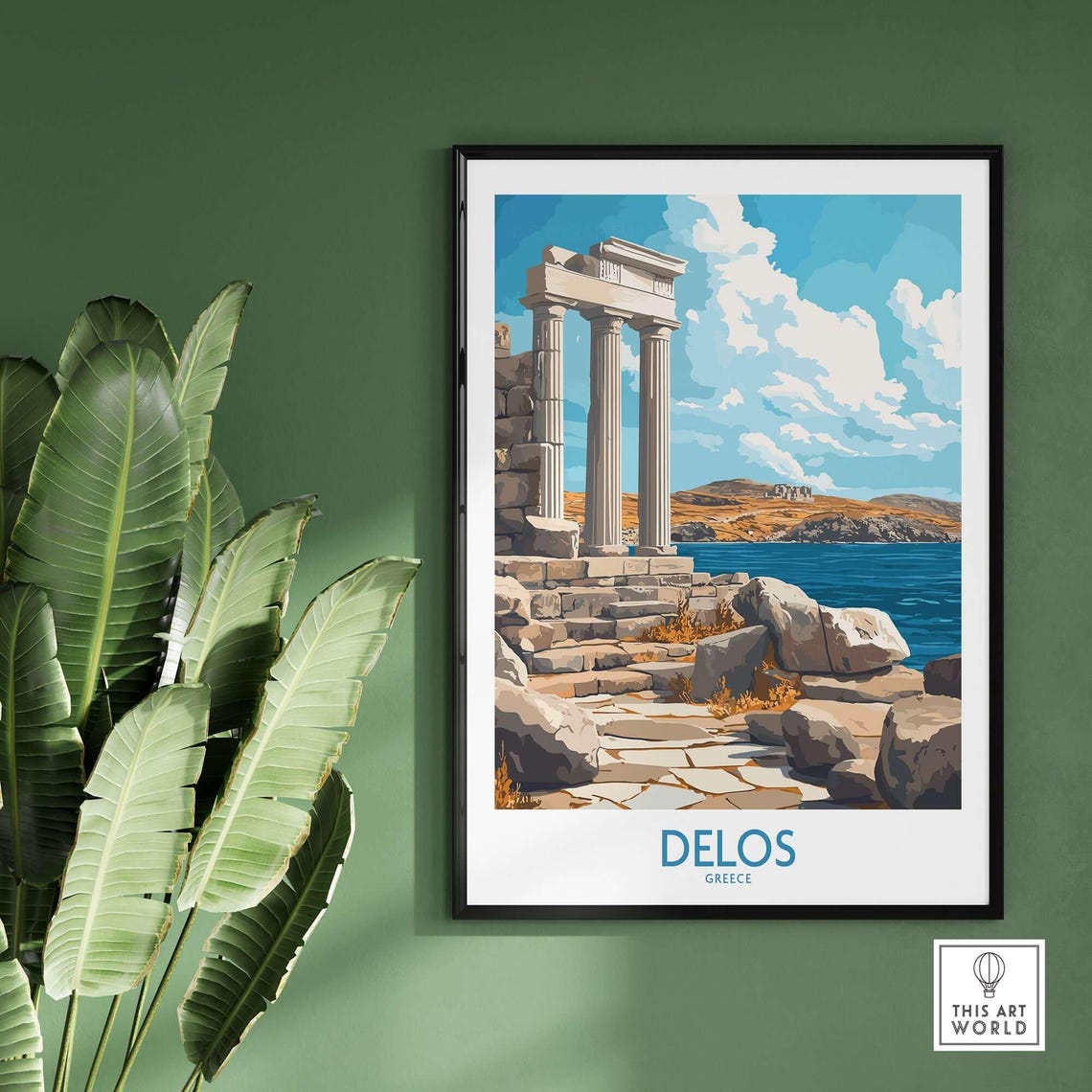 Delos Greece Ruins Rocky Shoreline Aegean Blue Travel Poster - Image 2