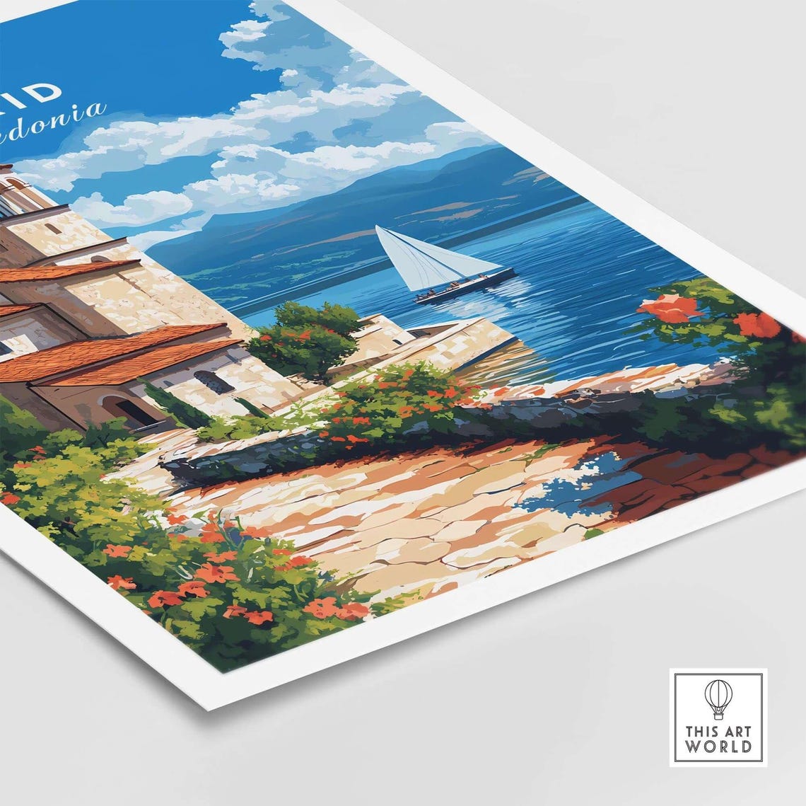 Ohrid Travel Poster, Lake Macedonia Gift Illustration - Image 5