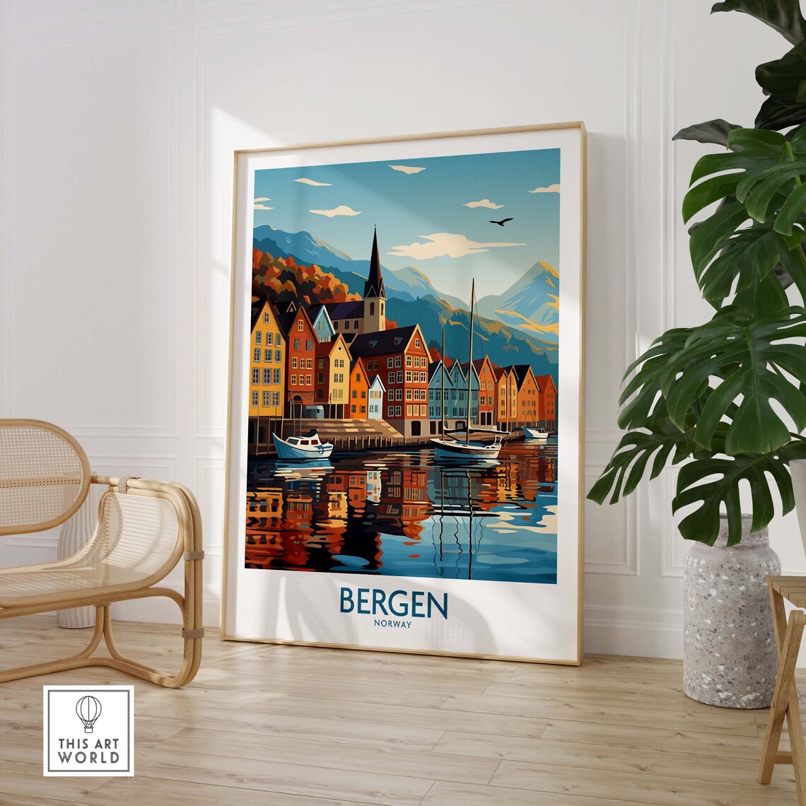 Bergen Norway Travel Poster, Europe Wall Art - Image 3
