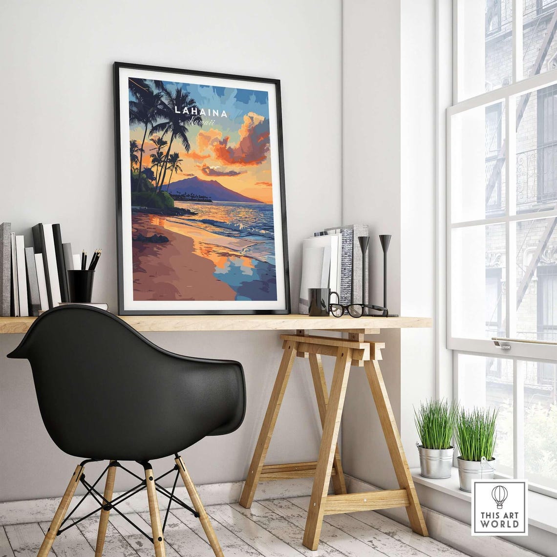 Lahaina Travel Poster, Tropical Beach Sunset Artwork - Image 4