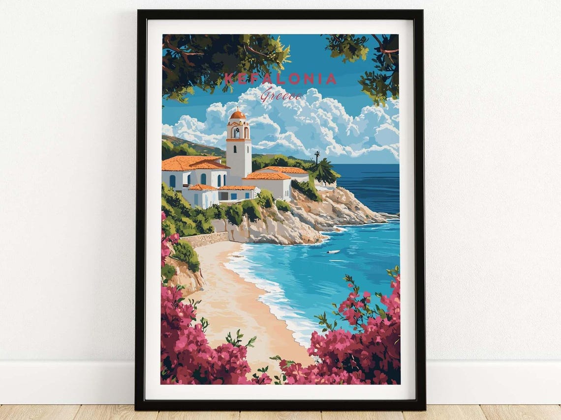 Kefalonia Wall Art Print Kefalonia Travel Print Wall Art Kefalonia Wall Hanging Home Decor Kefalonia Gift Art Lovers Greece Wall Art Print