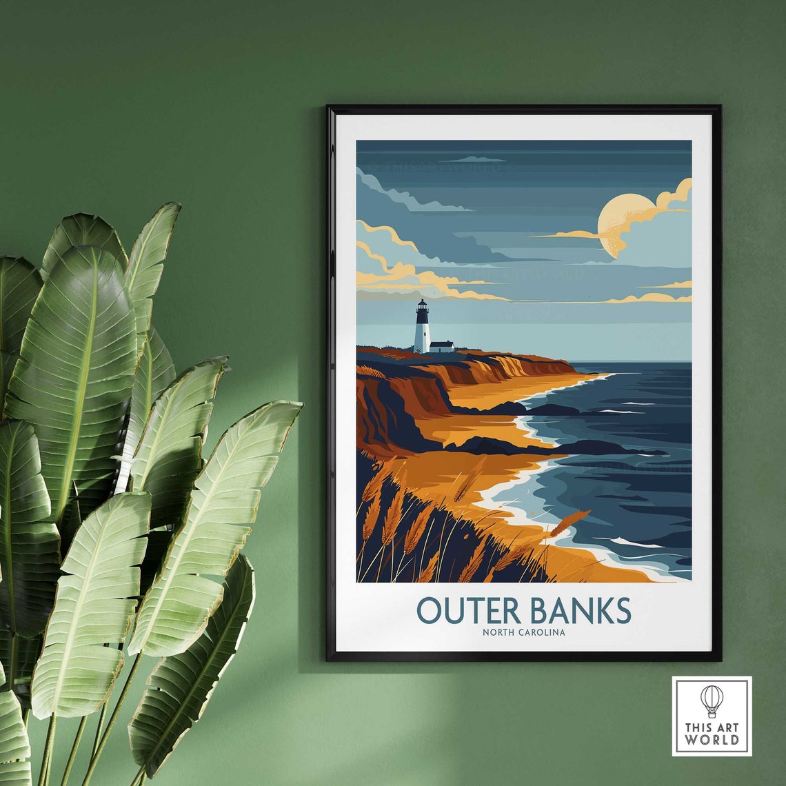 Outer Banks North Carolina Lighthouse Ocean Dunes Moonlight Poster - Image 2