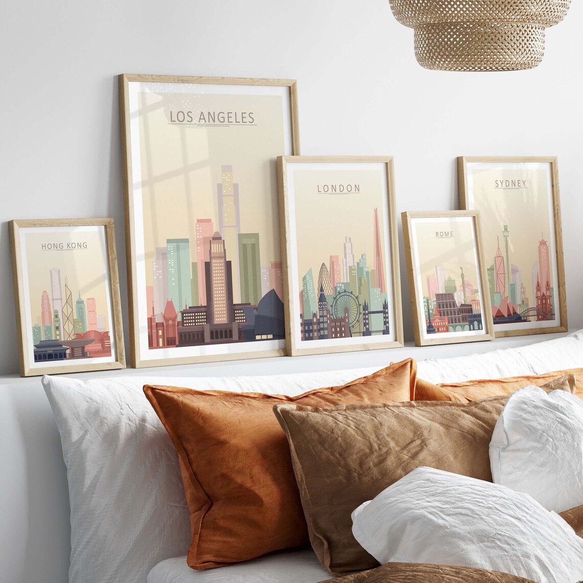 Los Angeles Skyline Pastel City Buildings Downtown Travel Poster - Image 4