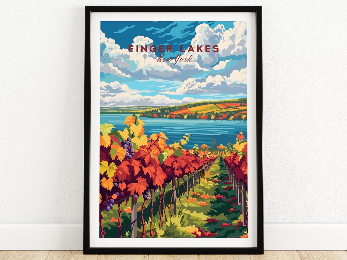 Finger Lakes Wine Region Travel Poster, New York