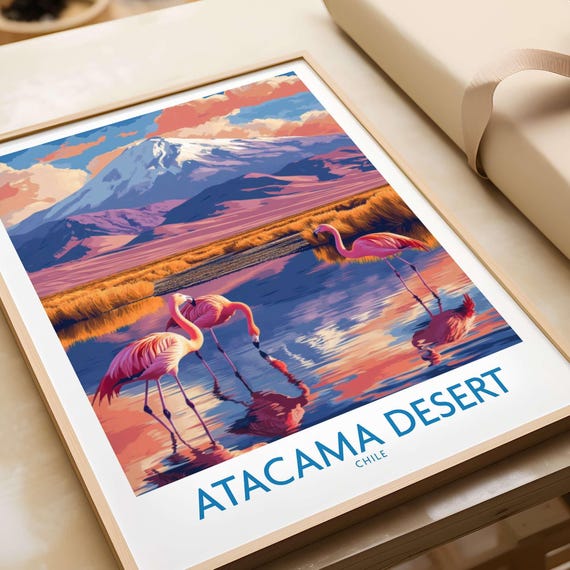 Atacama Desert Travel Poster, Chile Landscape