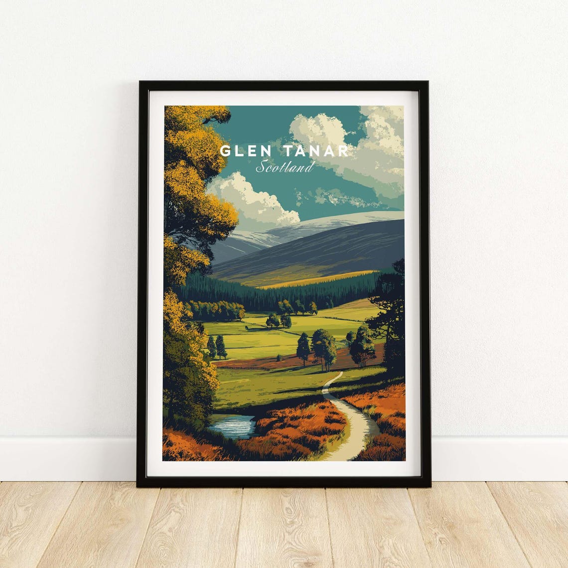 Glen Tanar Scotland Valley River Winding Path Landscape Travel Poster