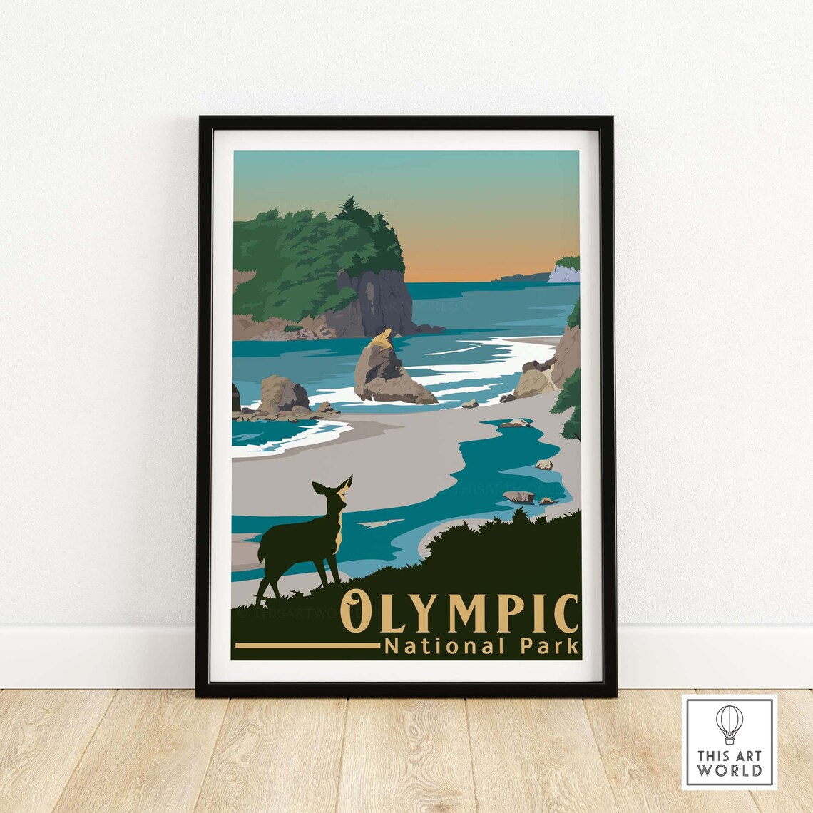 Olympic National Park Travel Poster, Washington Art Print